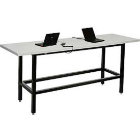 Global Industrial 238329 Interion® Standing Height Table With Power, 96"L x 30"W, Gray image.