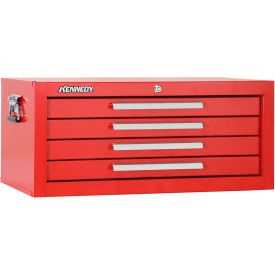 Global Industrial 2604R Kennedy® Signature Series 4 Drawer Mechanics Chest Base, 26-3/4"W x 12-1/2"D x 11-3/4"H, Red image.