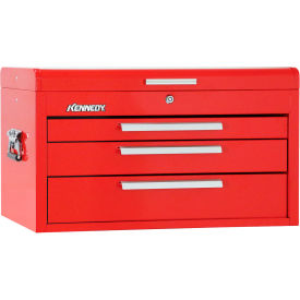Global Industrial 263R Kennedy® Signature Series 3 Drawer Mechanics Chest, 26-1/8"W x 12-1/8"D x 11-3/4"H, Red image.