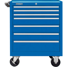 Global Industrial 277XBL Kennedy® K1800 7 Drawer Roller Cabinet, 27"W x 18"D x 34-15/16"H, Blue image.