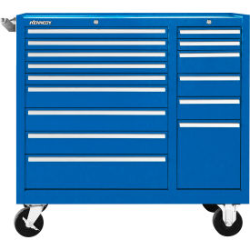 Global Industrial 315XBL Kennedy® K1800 15 Drawer Roller Cabinet, 39-3/8"W x 18"D x 39"H, Blue image.