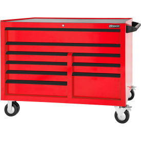 Global Industrial 549MPR Kennedy® Maintenance Pro™ 9 Drawer Roller Cabinet, 53-1/2"W x 25"D x 41"H, Red image.