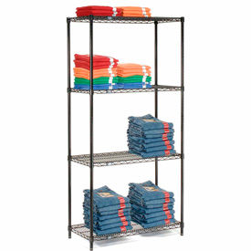 Global Industrial B970152 Nexel® 4 Shelf, Black Epoxy Wire Shelving Unit, Starter, 30"W x 18"D x 63"H image.