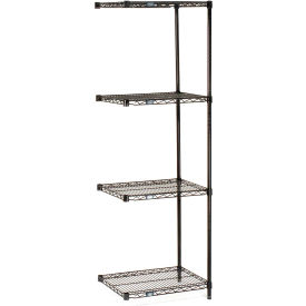 Global Industrial B970143 Nexel® 4 Shelf, Black Epoxy Wire Shelving Unit, Add On, 24"W x 18"D x 63"H image.