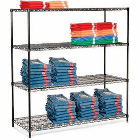 Global Industrial B970175 Nexel® 4 Shelf, Black Epoxy Wire Shelving Unit, Starter, 60"W x 24"D x 63"H image.