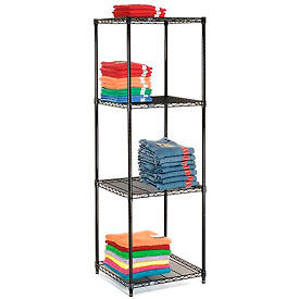 Global Industrial B970191 Nexel® 4 Shelf, Black Epoxy Wire Shelving Unit, Starter, 24"W x 24"D x 74"H image.