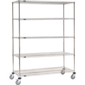 Global Industrial 988127 Nexel® Chrome Wire Shelf Truck w/Brakes, 1200 lb. Capacity, 36"L x 24"W x 72"H image.