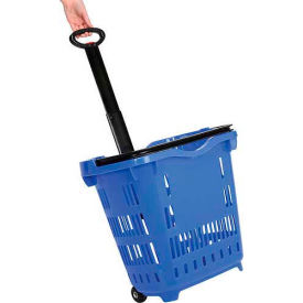 Good L Corporation Roller Basket-Blue Good L ® Plastic Roller Shopping Basket 40 Liter 18"L x 14"W x 18-1/2 to 35-1/2"H, Blue image.