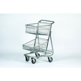 Good L Corporation® Urban Double Basket Shopping Cart 300 lb. Capacity Bright Zinc Finish 