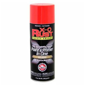 X-O Rust 12 oz. Aerosol Can Safety Colors Paint & Primer In One, Bright Red, Flat - 125844