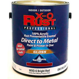 X-O Rust Anti-Rust Enamel, Gloss Finish, Bright Red, Gallon - 176842