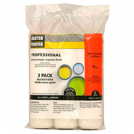 9" Professional Roller Cover, 3/8" Nap, Woven, Semi Smooth, 3 Pack view 2