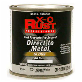 X-O Rust Oil Base DTM Enamel, Gloss Finish, Gloss White, 1/2-Pint - 371054