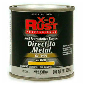 X-O Rust Oil Base DTM Enamel, Gloss Finish, Safety Yellow, 1/2-Pint - 371203