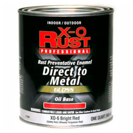 General Paint And Manufacturing 371989 X-O Rust Oil Base DTM Enamel, Gloss Finish, Bright Red, Quart - 371989 image.