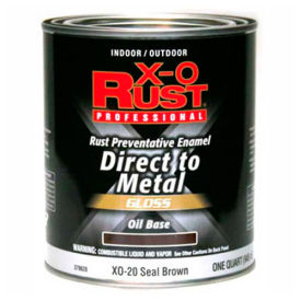 X-O Rust Oil Base DTM Enamel, Gloss Finish, Seal Brown, Quart - 379628