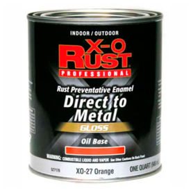 X-O Rust Oil Base DTM Enamel, Gloss Finish, Orange, Quart - 527176