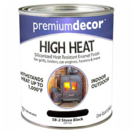 Premium Dcor Siliconized Hi-Heat Enamel, Flat Finish, Black, Quart - 597776