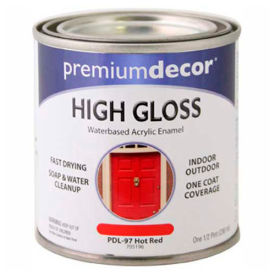 General Paint And Manufacturing 705196 Premium Dcor Waterborne Acrylic Enamel, Gloss Finish, Hot Red, 1/2 Pint - 705196 image.