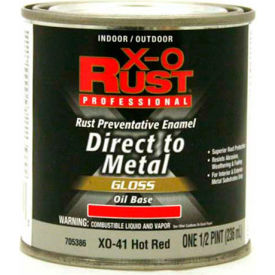 General Paint And Manufacturing 705386 X-O Rust Oil Base DTM Enamel, Gloss Finish, Hot Red, 1/2 Pint - 705386 image.