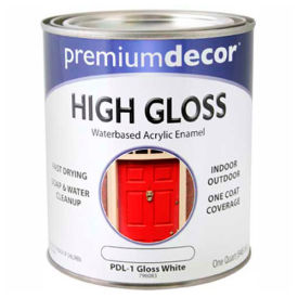 General Paint And Manufacturing 796083 Premium Dcor Waterborne Acrylic Enamel, Gloss Finish, White, Quart - 796083 image.