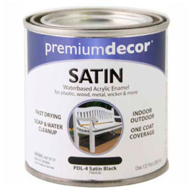 General Paint And Manufacturing 796436 Premium Dcor Waterborne Acrylic Enamel, Satin Finish, Black, 1/2 Pint - 796436 image.