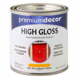 General Paint And Manufacturing 796717 Premium Dcor Waterborne Acrylic Enamel, Gloss Finish, Sunflower Yellow, 1/2 Pint - 796717 image.