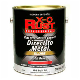 X-O Rust Oil Base DTM Enamel, Gloss Finish, Bright Red, Gallon - 802066