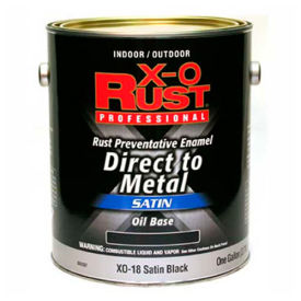 X-O Rust Oil Base DTM Enamel, Satin Finish, Satin Black, Gallon - 802587
