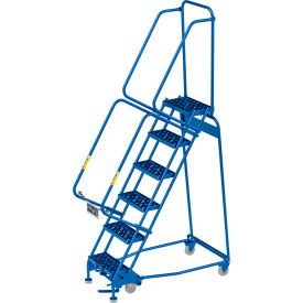 Global Industrial 6 Step Narrow Steel Rolling Ladder 16"W Perforated Step 