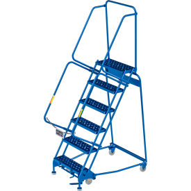 Global Industrial 6 Step Steel Rolling Ladder 24"W Perforated Step 