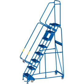 Global Industrial 8 Step Narrow Steel Rolling Ladder 16"W Perforated Step 