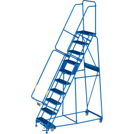Global Industrial 10 Step Steel Rolling Ladder 24"W Perforated Step 