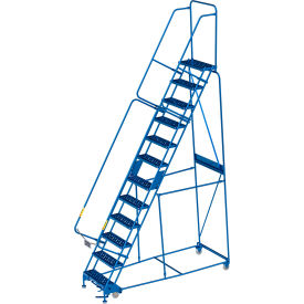 Global Industrial 12 Step Steel Rolling Ladder 24"W Perforated Step 