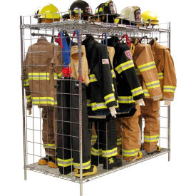 ready rack® freestanding gear storage rack locker, double sided, sixteen 18" sections, chrome 