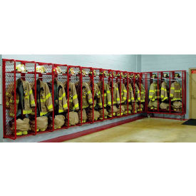 red rack™ wall mounted gear storage rack locker rrwm-9/24 - nine 24" sections, red 