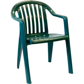 Grosfillex US023078 Grosfillex® Resin Lowback Stacking Outdoor Armchair - Green image.