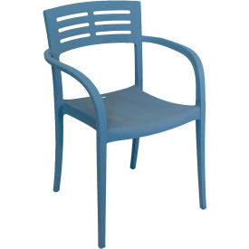 Grosfillex Outdoor Stacking Armchair - Denim Blue - Vogue Series - Pkg Qty 4