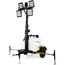 Generac Mobile Diesel Vertical LED Light Tower Wide-Body 8kW Mitsubishi Engine & Electric Winch 