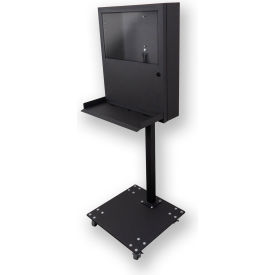 Black Powder Coated Steel Pedestal Base with Locking Casters For PC Defender