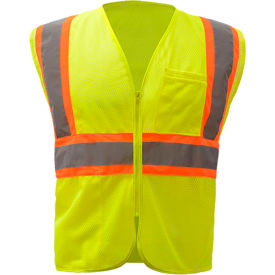 1005 Standard Class 2 Two Tone Mesh Zipper Safety Vest, Lime, 3XL view 2
