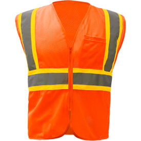 GSS Safety LLC 1006-2XL GSS Safety 1006 Standard Class 2 Two Tone Mesh Zipper Safety Vest, Orange, 2XL image.