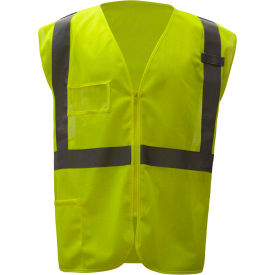 GSS Safety Standard Class 2 Mesh Zipper Safety Vest-Lime-4XL/5XL