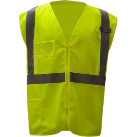 GSS Safety LLC 1009-S/M GSS Safety Standard Class 2 Mesh Zipper Safety Vest-Lime-S/M image.