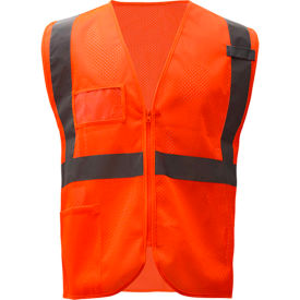 GSS Safety Standard Class 2 Mesh Zipper Safety Vest-Orange-S/M - SafetyChix