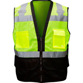 GSS Safety LLC 1201-SM/MD GSS Enhanced Visibility Premium Heavy Duty Vest w/ Multi Pockets, Class 2, S/M, Lime image.
