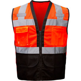 GSS Safety LLC 1202-2XL/3XL GSS Enhanced Visibility Premium Heavy Duty Vest w/ Multi Pockets, Class 2, 2XL/3XL, Hi Viz Red image.