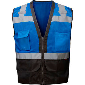 GSS Safety LLC 1203-LG/XL GSS Enhanced Visibility Premium Heavy Duty Vest w/ Multi Pockets, L/XL, Blue image.