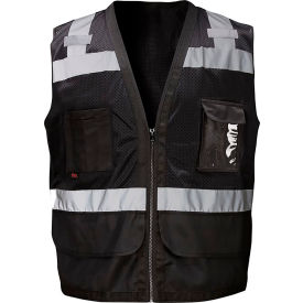 GSS Safety LLC 1205-LG/XL GSS Enhanced Visibility Premium Heavy Duty Vest w/ Multi Pockets, L/XL, Black image.