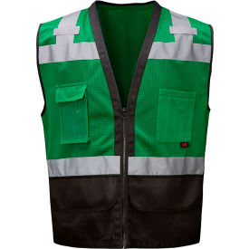 GSS Safety LLC 1208-2XL/3XL GSS Enhanced Visibility Premium Heavy Duty Vest w/ Multi Pockets, 2XL/3XL, Forest Green image.